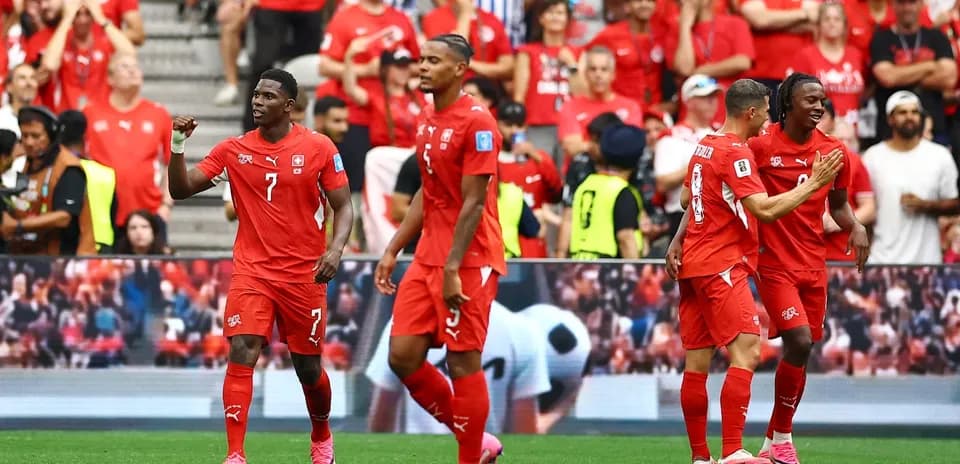 Switzerland players celebrating during match