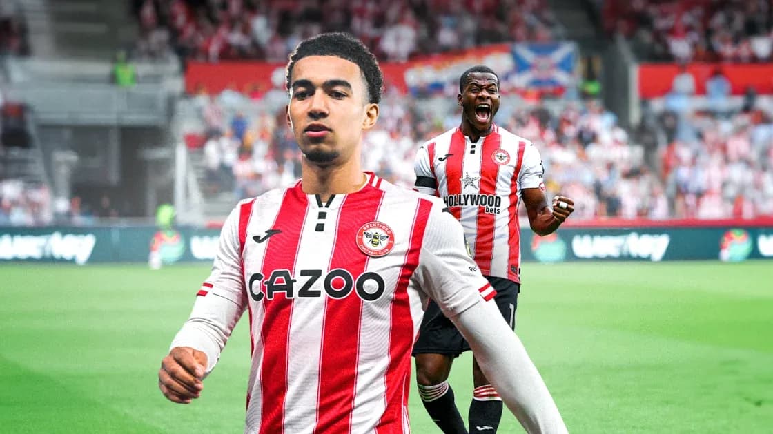 Brentford players on the pitch during match