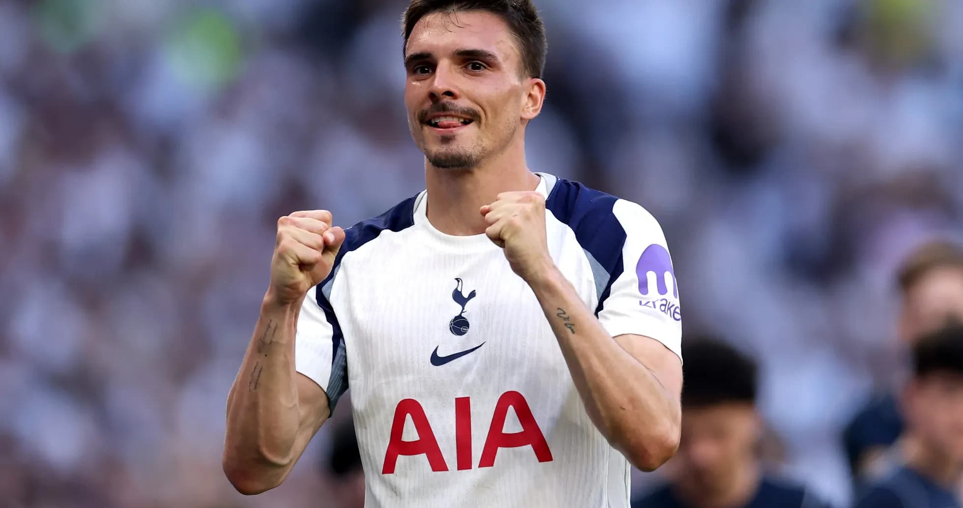 Tottenham player celebrating during Premier League match