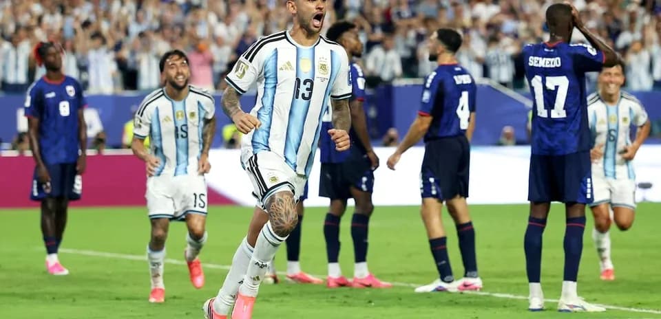 Argentina player celebrating goal during match