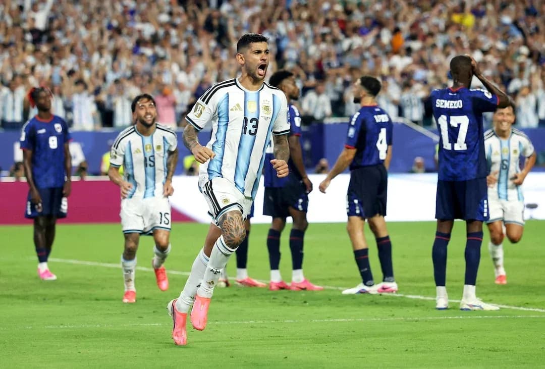 Argentina player celebrating goal during match