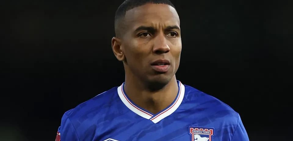 Player in Ipswich Town jersey during match