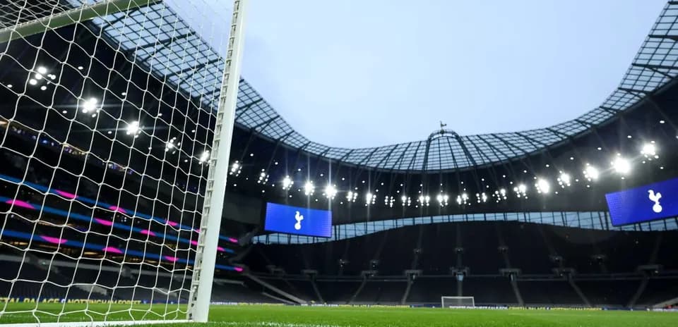 View of goalpost and Tottenham Hotspur Stadium interior