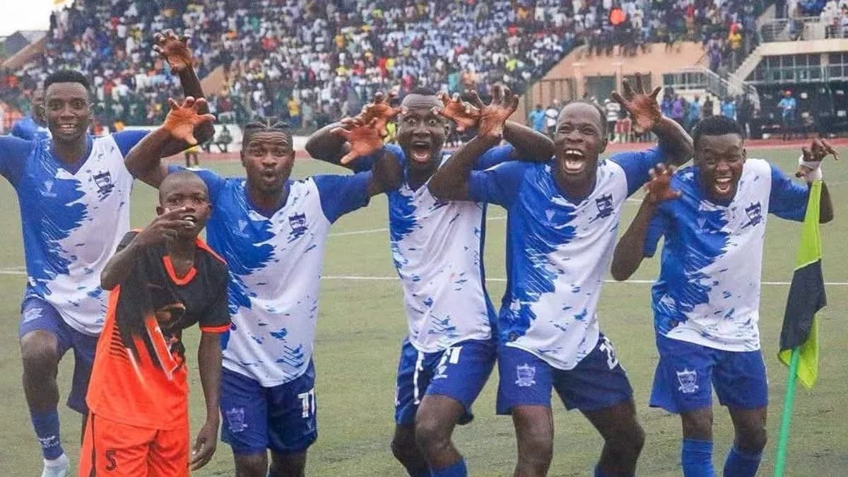 Players celebrating a goal during NPFL match