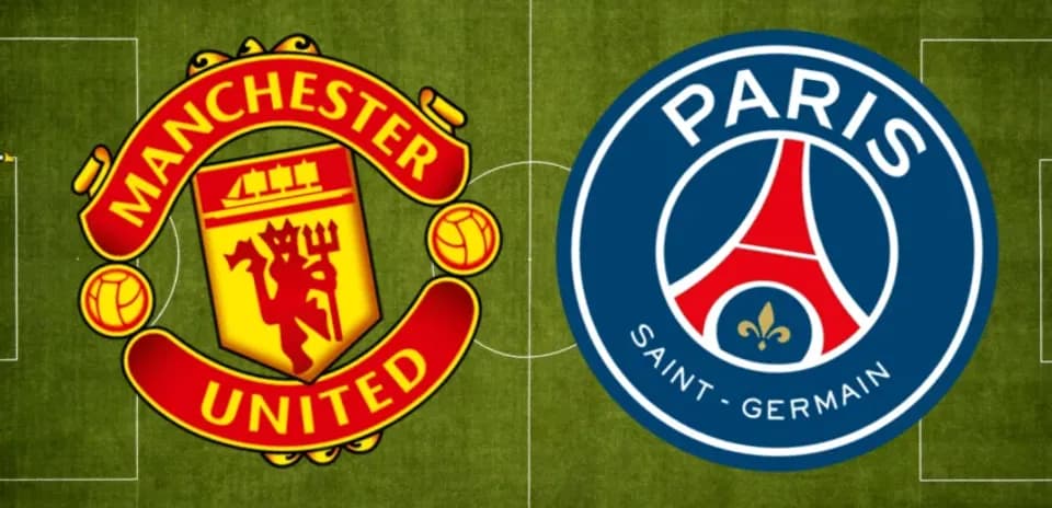 Logos of Manchester United and Paris Saint-Germain