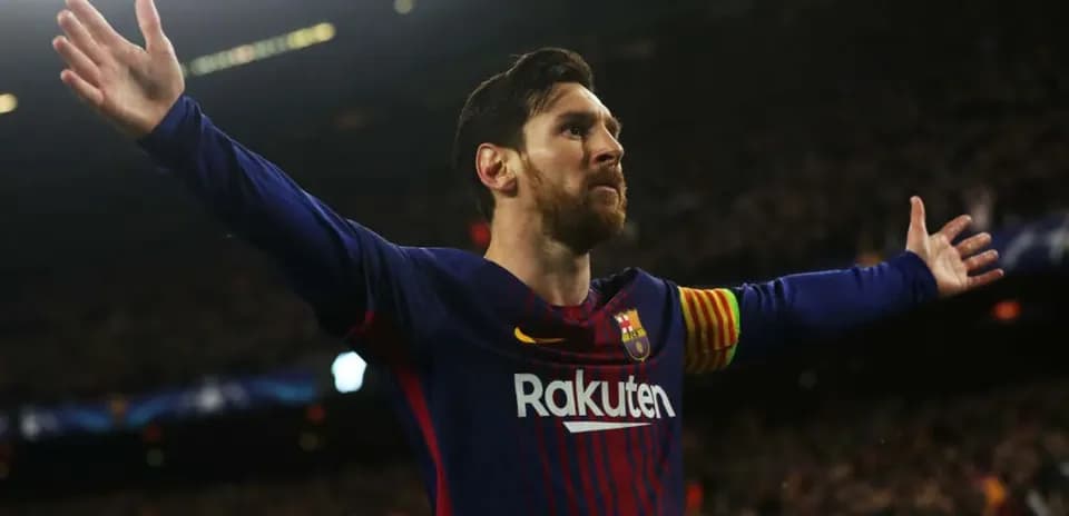 Lionel Messi celebrating during a match at Camp Nou