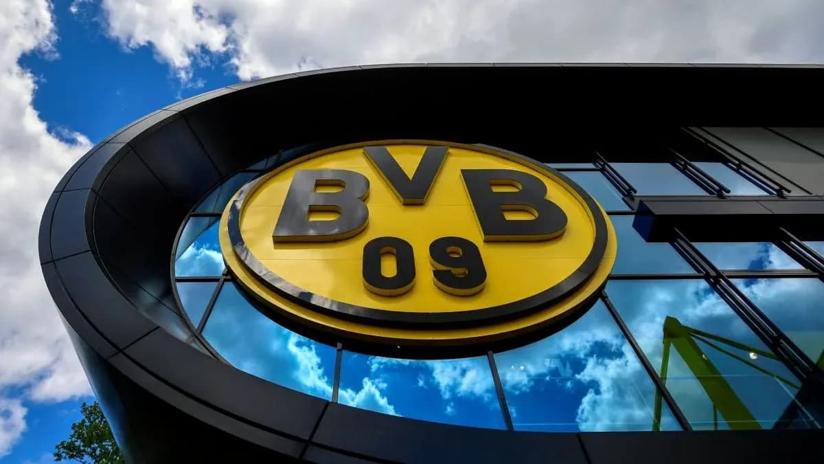 Borussia Dortmund logo on building exterior
