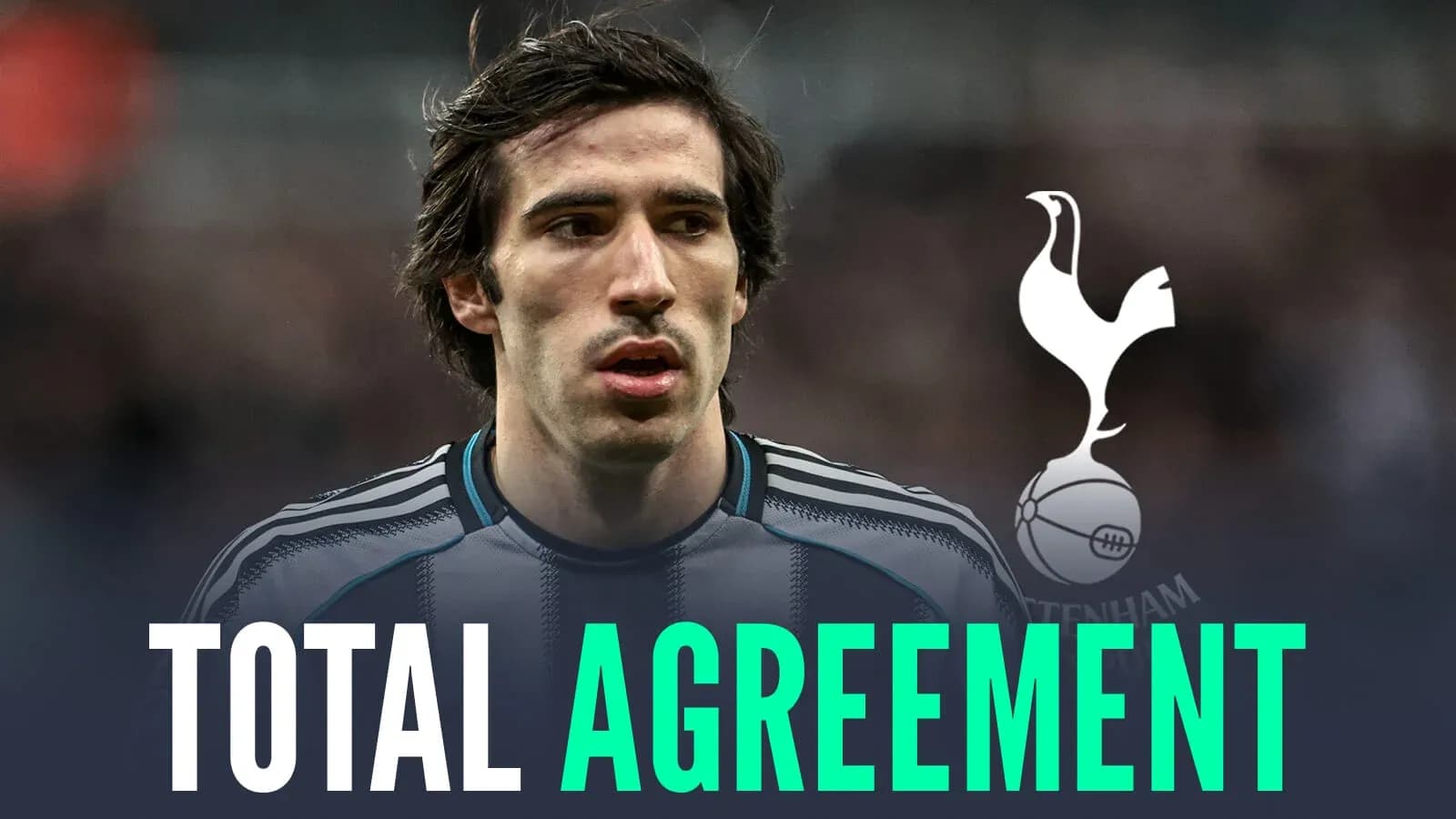 Player in Tottenham jersey with agreement headline