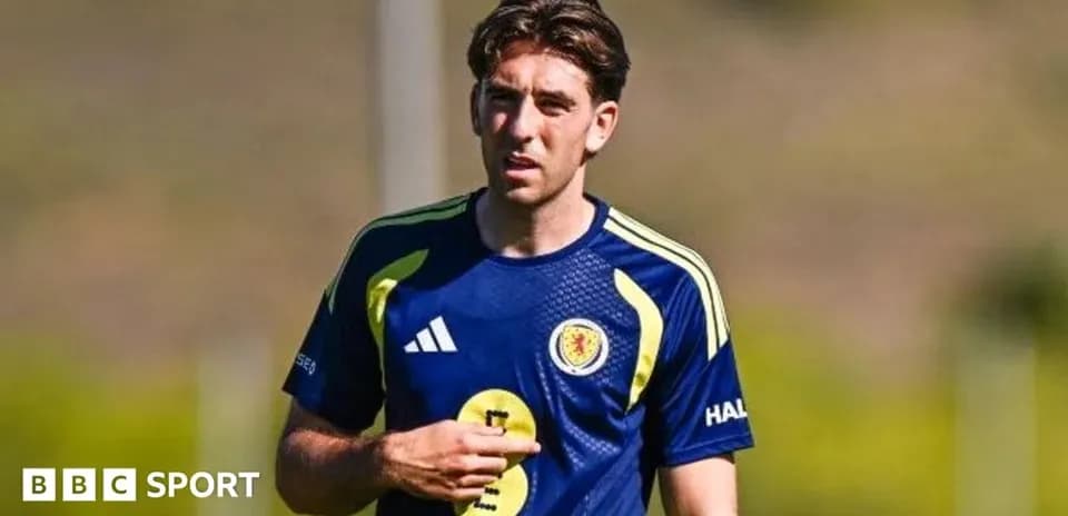 Player wearing Scotland training kit on the field