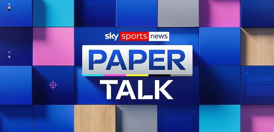 Sky Sports News Paper Talk graphic with colorful background