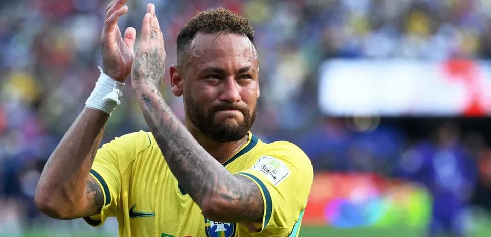 Neymar applauding fans after match wearing Brazil jersey