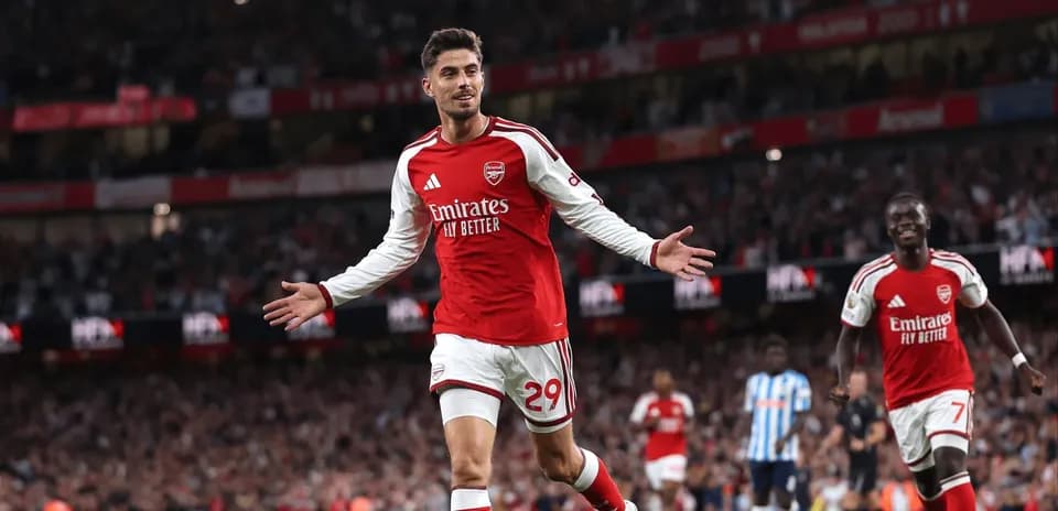Arsenal player celebrating during Premier League match