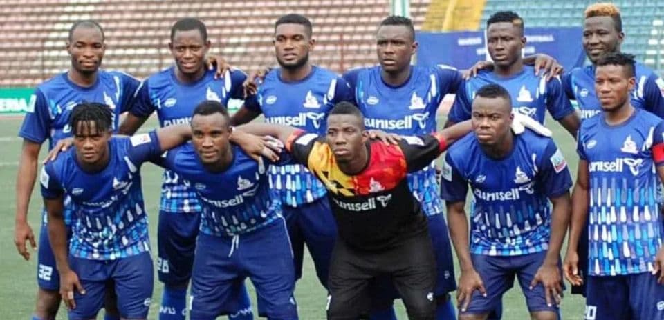Rivers United team posing for a group photo
