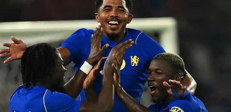 Players celebrating after scoring a goal for Chelsea