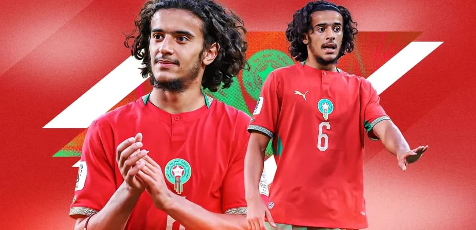 Player in Morocco jersey gesturing during match