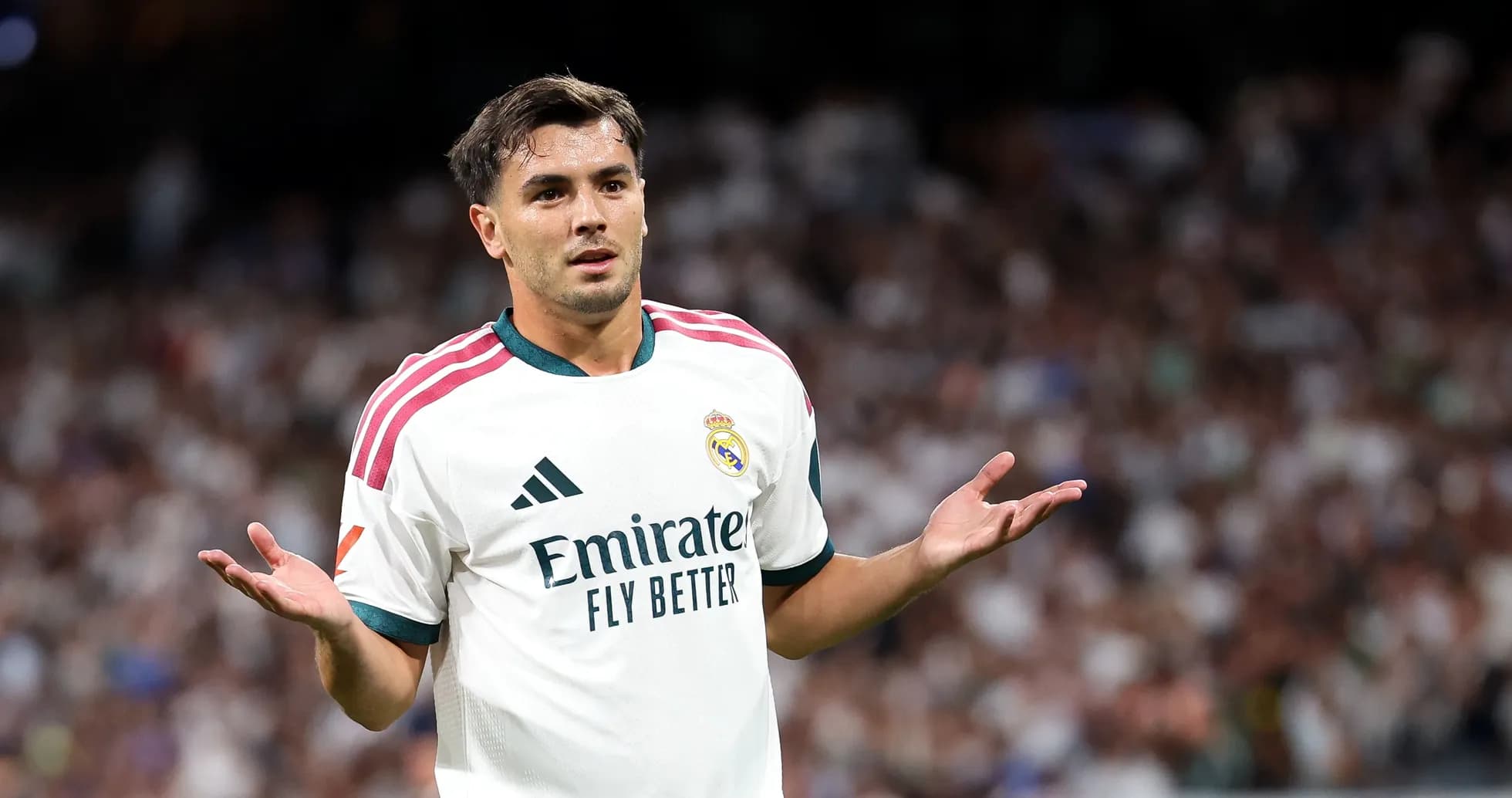 Player gesturing during a match at stadium