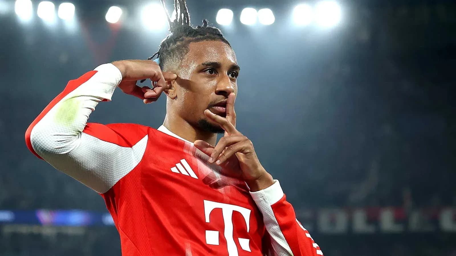 Player celebrating with finger to lips gesture