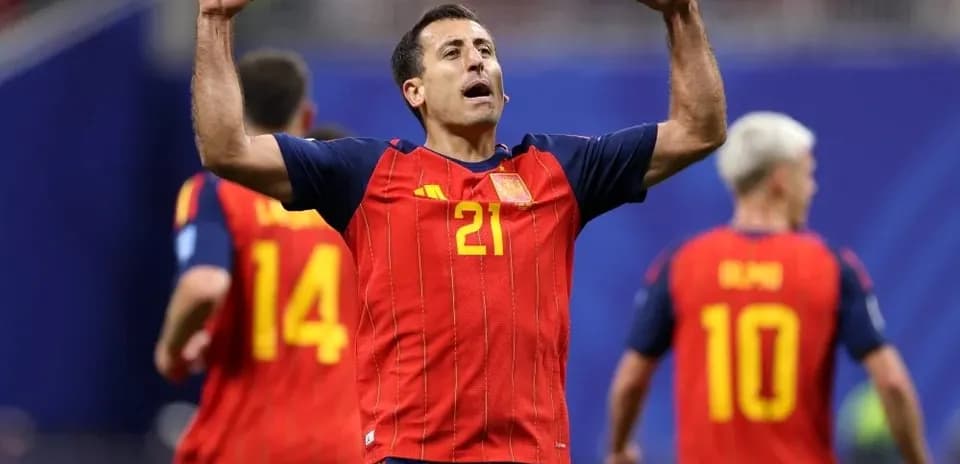 Spain player celebrating after scoring a goal