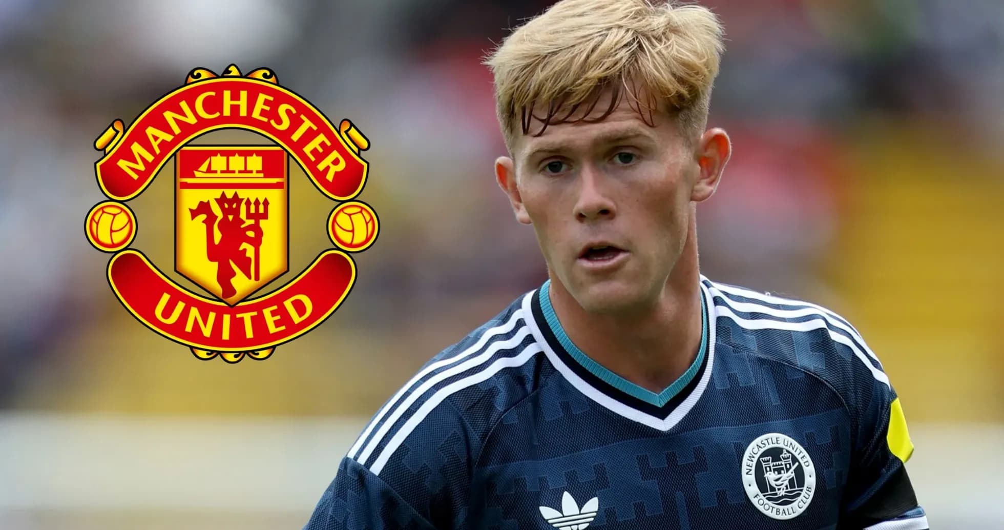 Player in action with Manchester United logo overlay