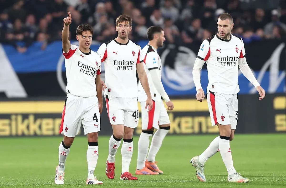 AC Milan players celebrating during Serie A match
