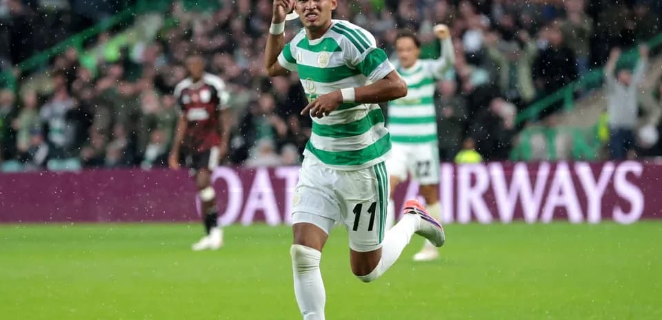 Celtic player celebrating goal during match