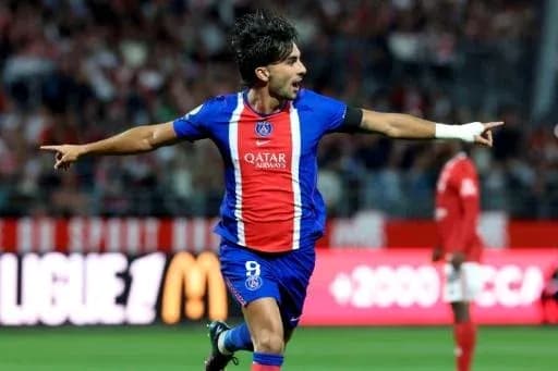 Player celebrating goal during Ligue 1 match