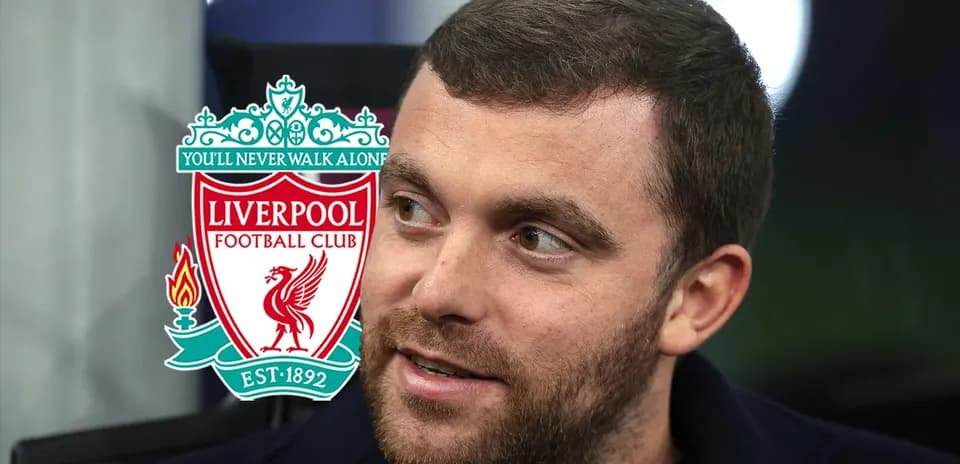 Person with Liverpool FC logo in background