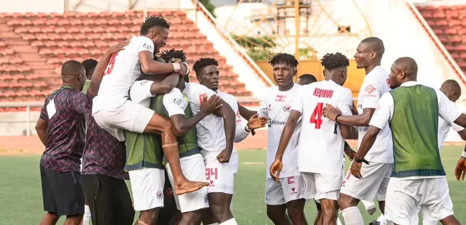Rivers United players celebrating a goal