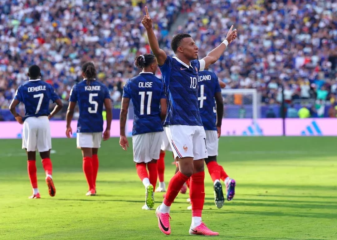 Kylian Mbappé celebrating during France match