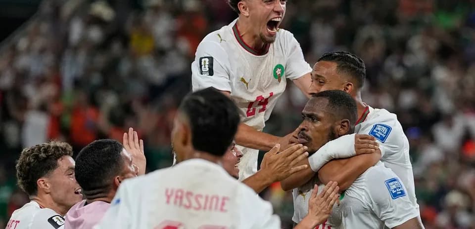 Morocco players celebrating during a match