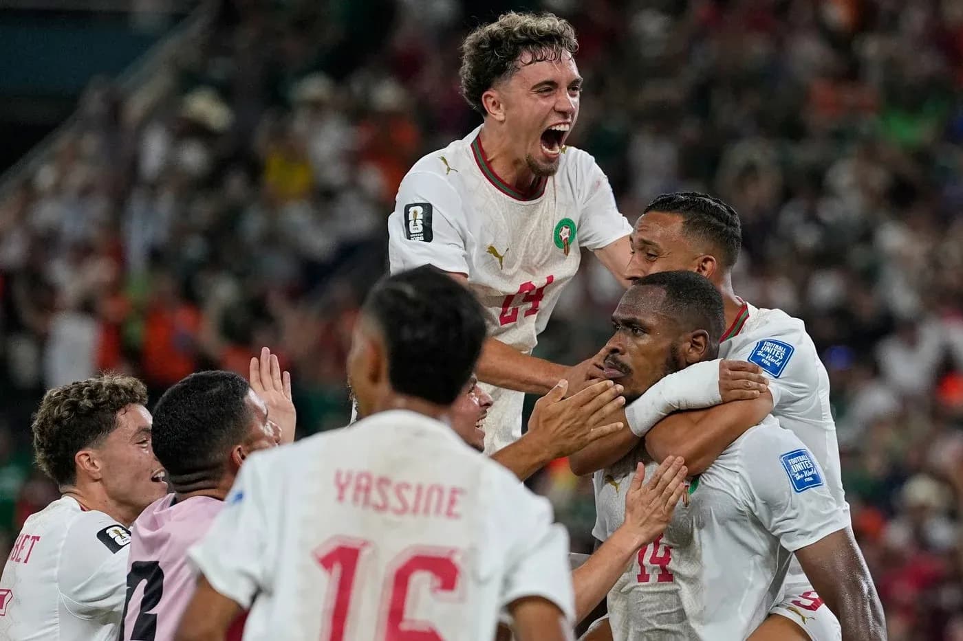 Morocco players celebrating during a match