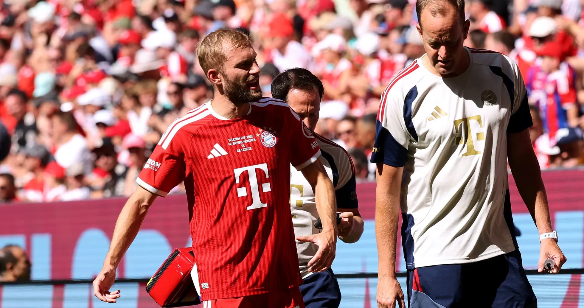 Bayern Munich players walking off the pitch