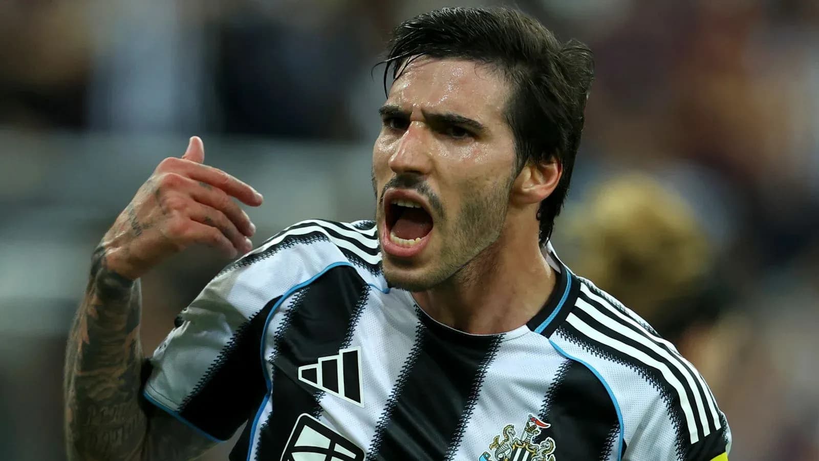 Player celebrating passionately in team jersey Player celebrating passionately in team jersey