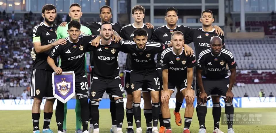 Qarabag team lineup before UEFA Europa League match