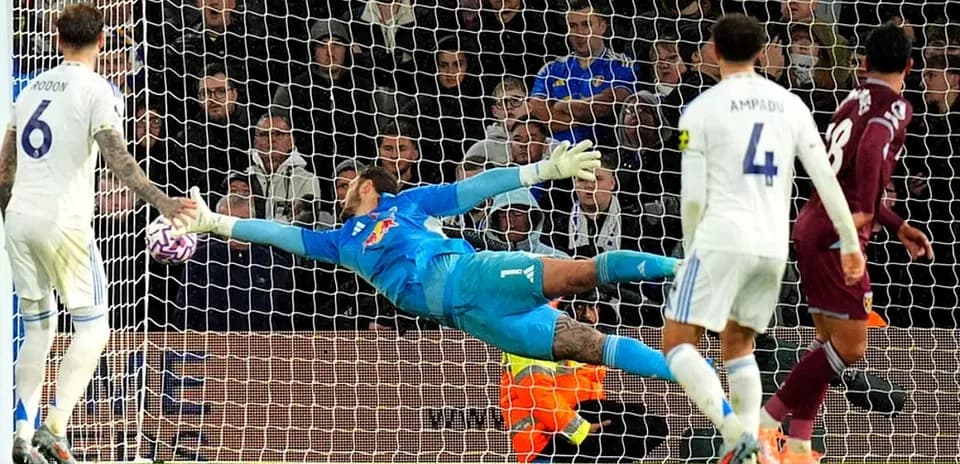 Goalkeeper making a save during West Ham match