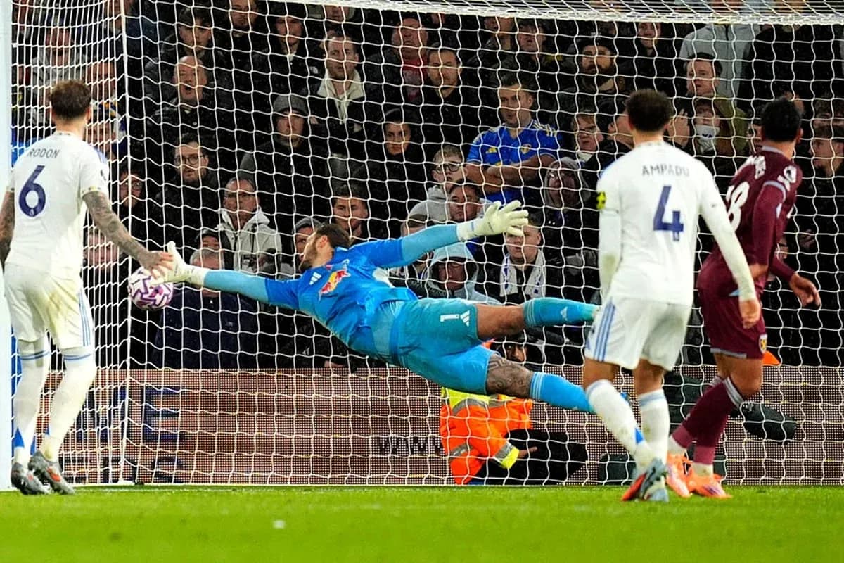 Goalkeeper making a save during West Ham match