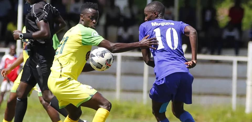 Player tackling during Police vs Homeboyz match