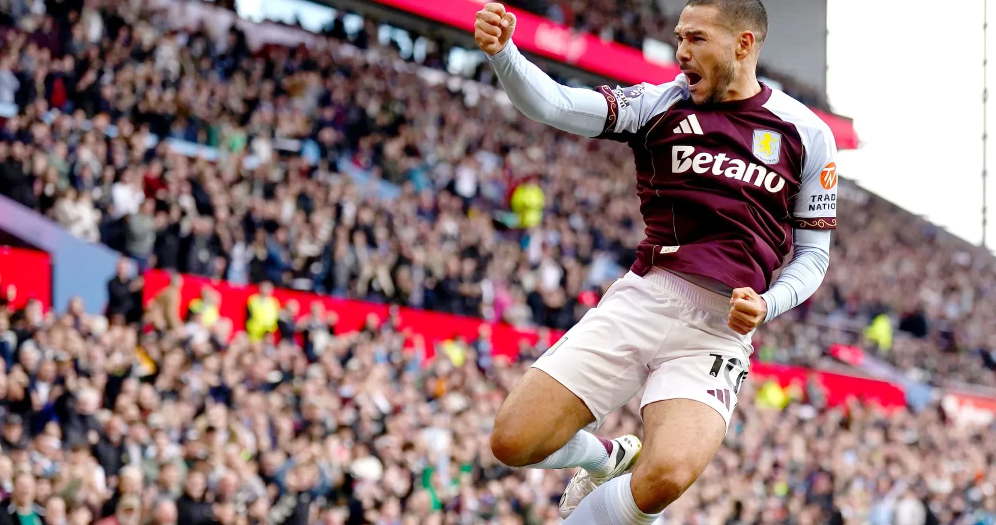 Aston Villa player celebrating a goal