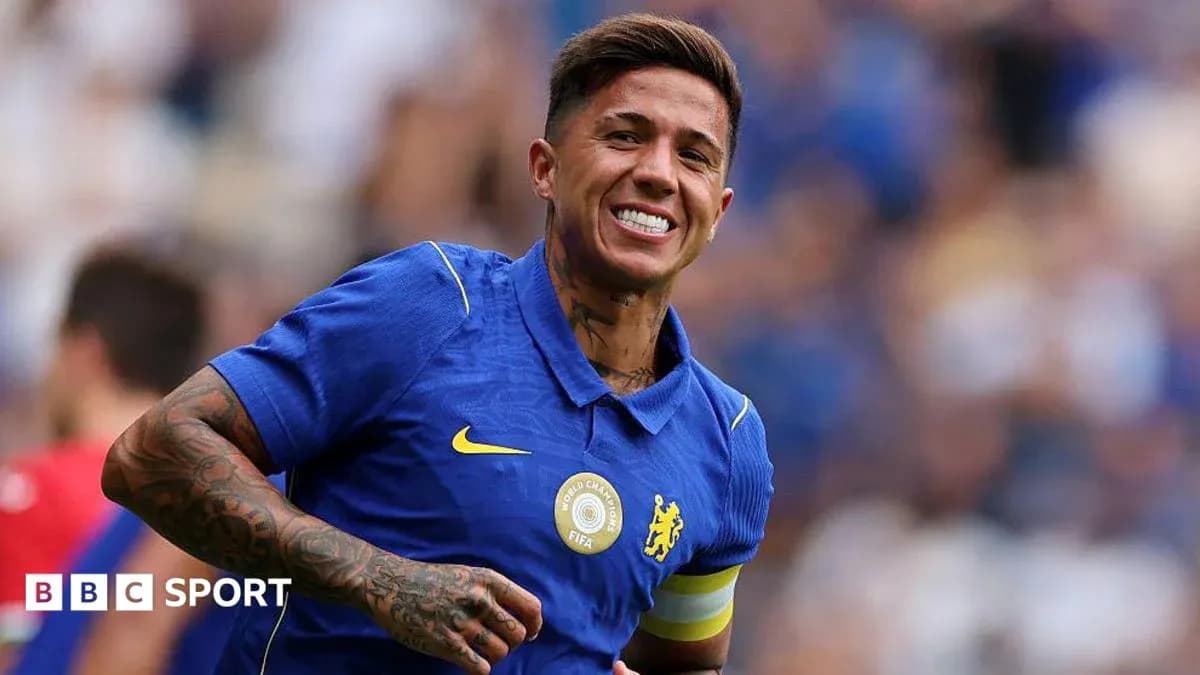 Player celebrating in blue Chelsea kit during match