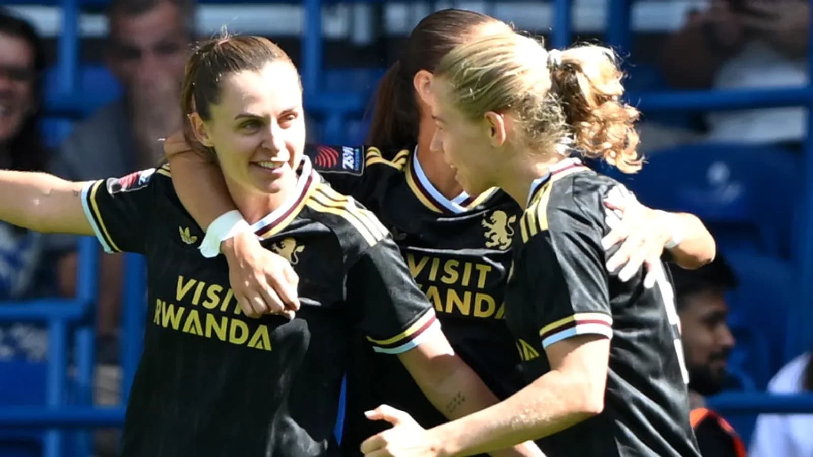 Players celebrating a goal during a match