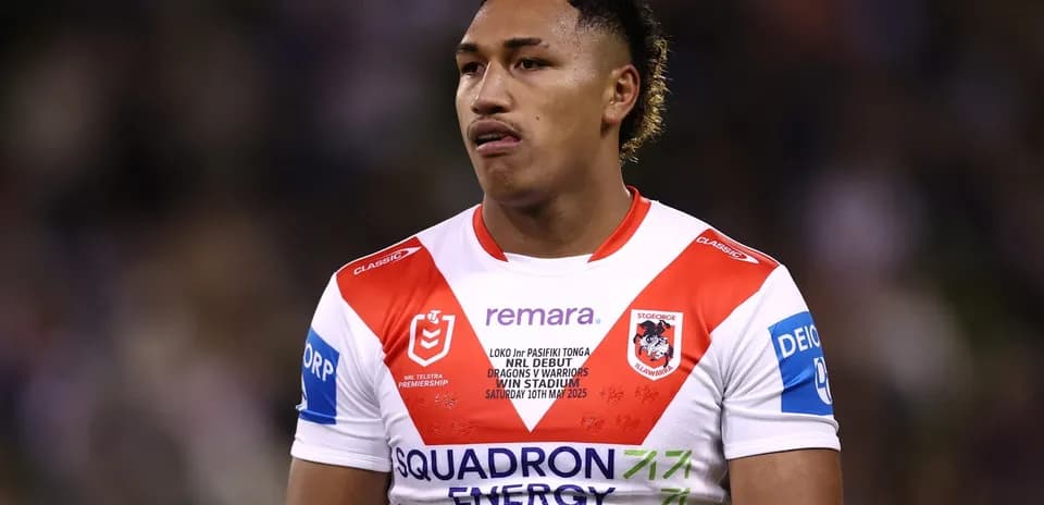 Player in St George Illawarra jersey during match