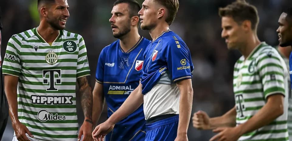 Players from Ferencvarosi TC and Vojvodina on field