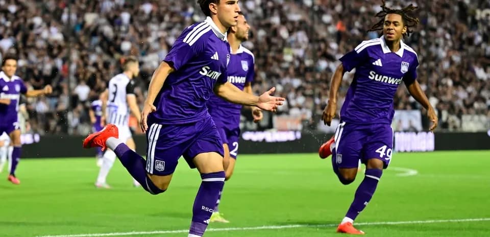 Anderlecht player celebrating a goal during match