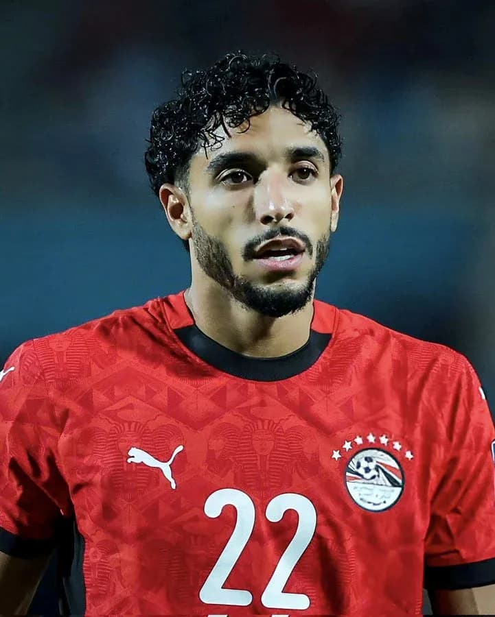 Player in red Egypt jersey during match