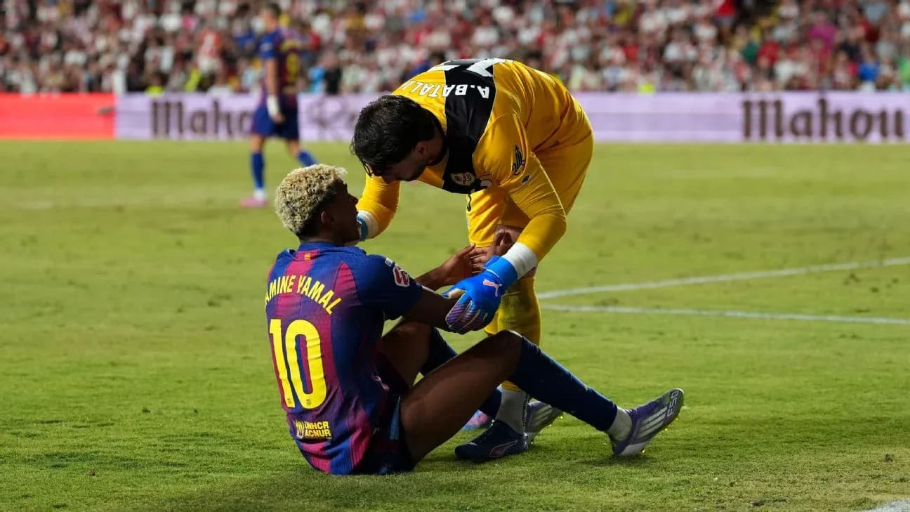 Amine Yamal receiving assistance on the field