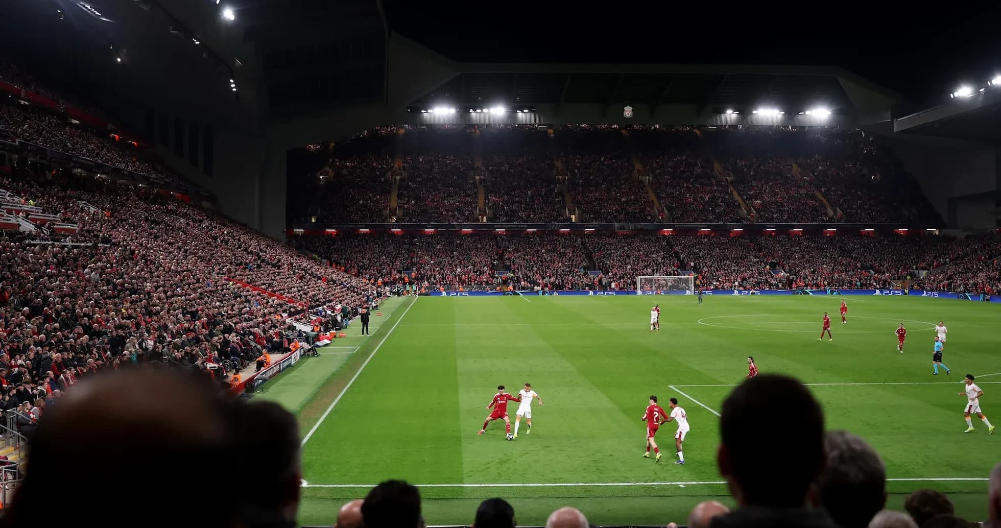 Liverpool players in action during UEFA match