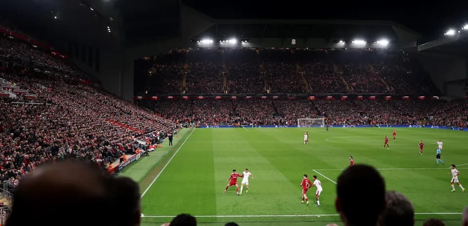 Liverpool players in action during UEFA match