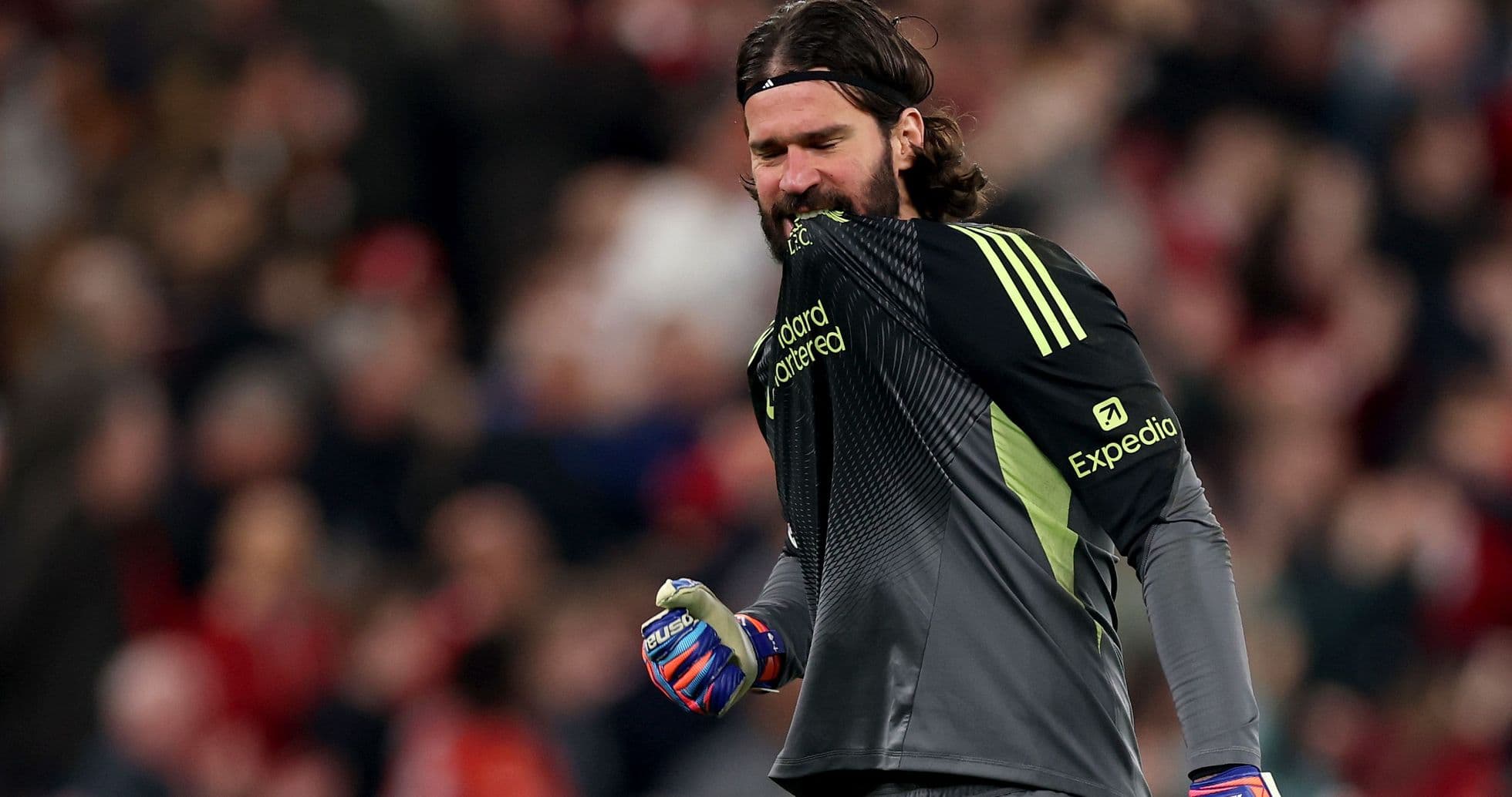 Goalkeeper celebrating during a match