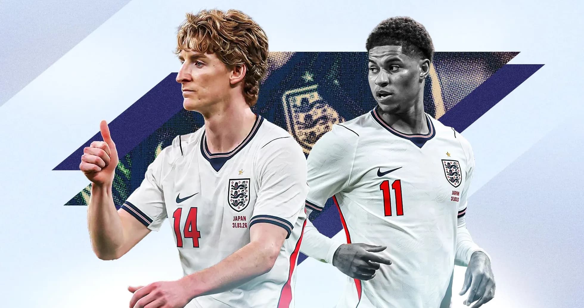 Two England players in national team jerseys