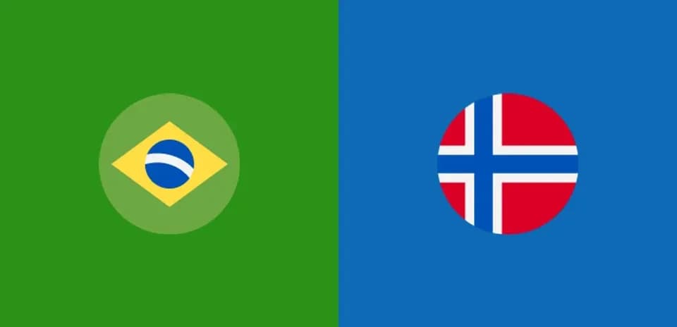 Flags of Brazil and Norway side by side